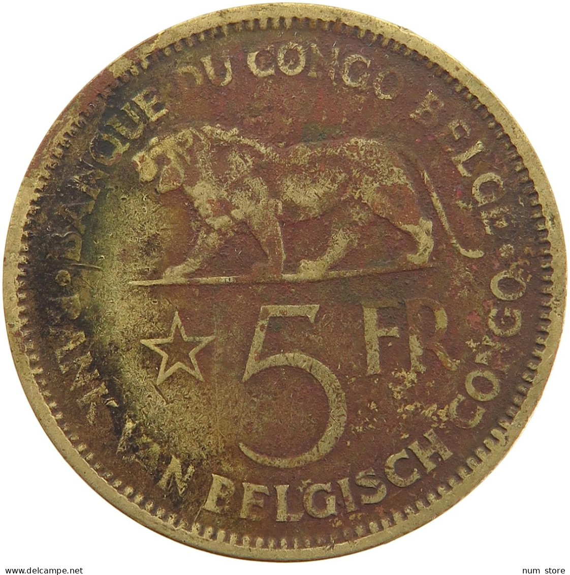 BELGIAN CONGO 5 FRANCS 1936 #s092 0091 - 1934-1945: Leopoldo III