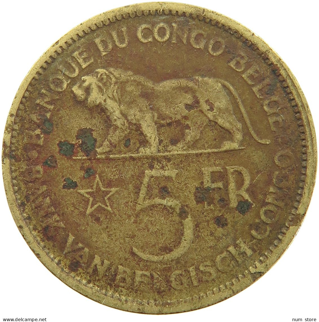 BELGIAN CONGO 5 FRANCS 1936 #s092 0097 - 1934-1945: Leopold III