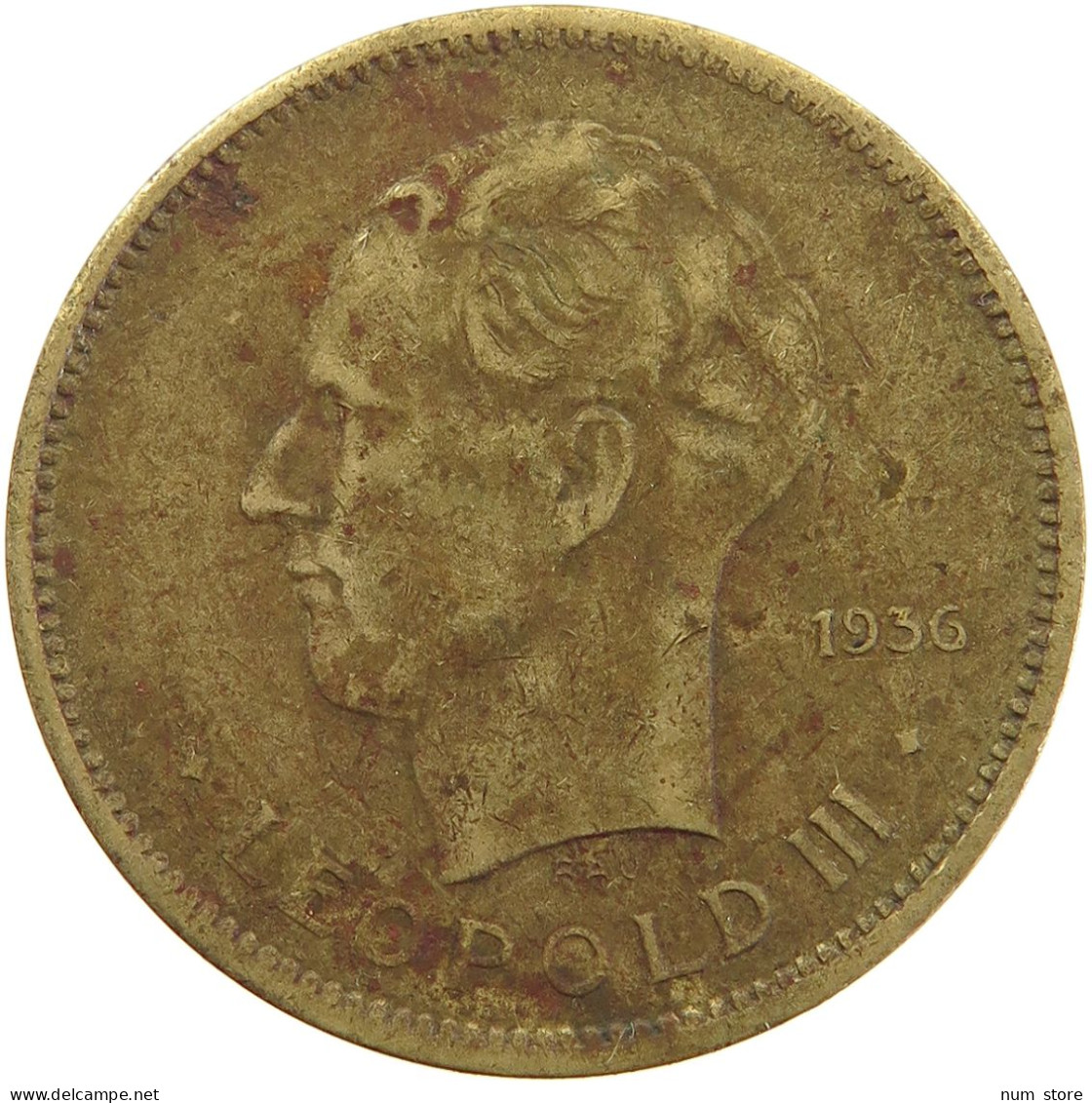 BELGIAN CONGO 5 FRANCS 1936 #s092 0083 - 1934-1945: Leopold III