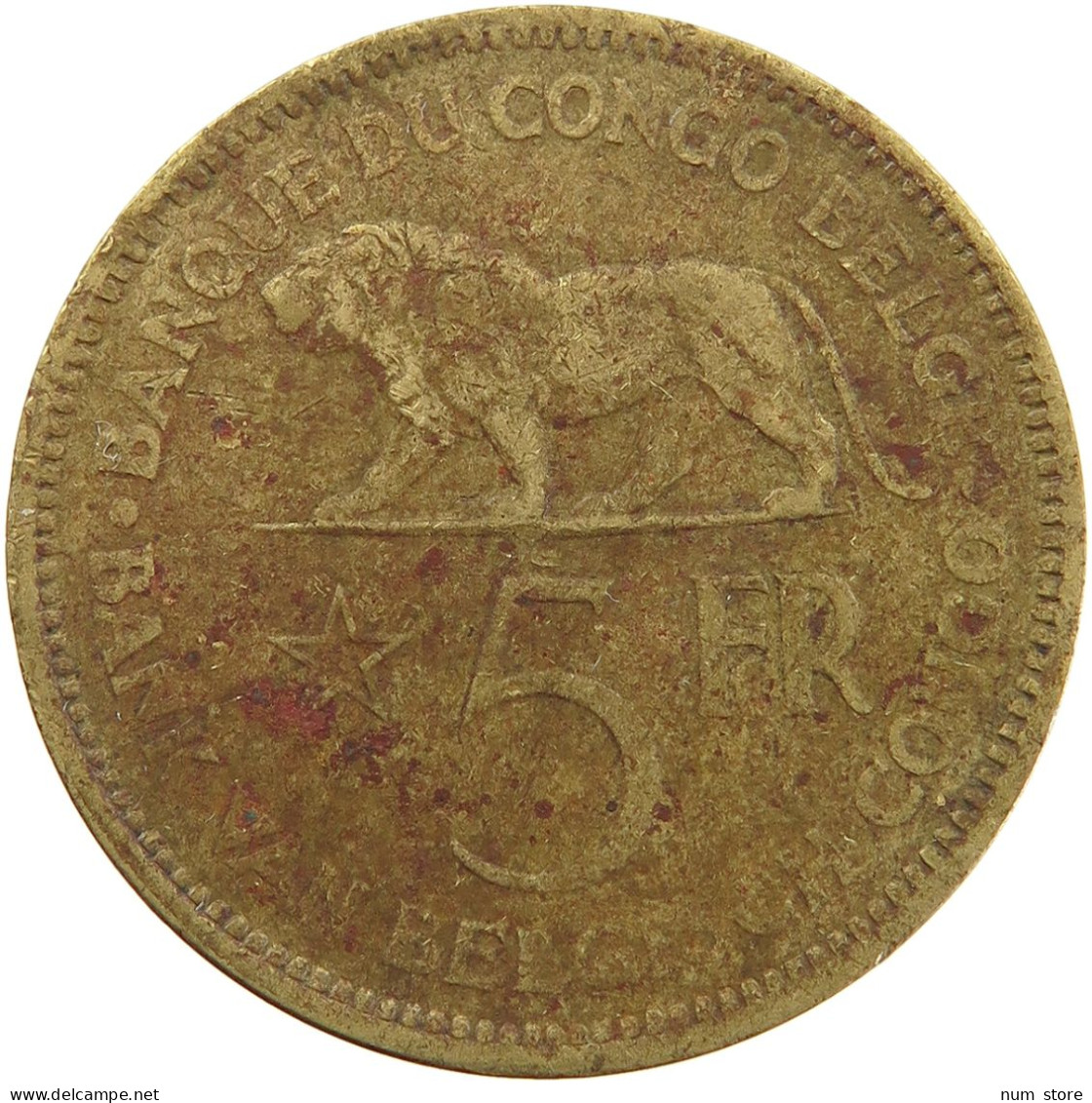 BELGIAN CONGO 5 FRANCS 1936 #s092 0083 - 1934-1945: Leopold III.