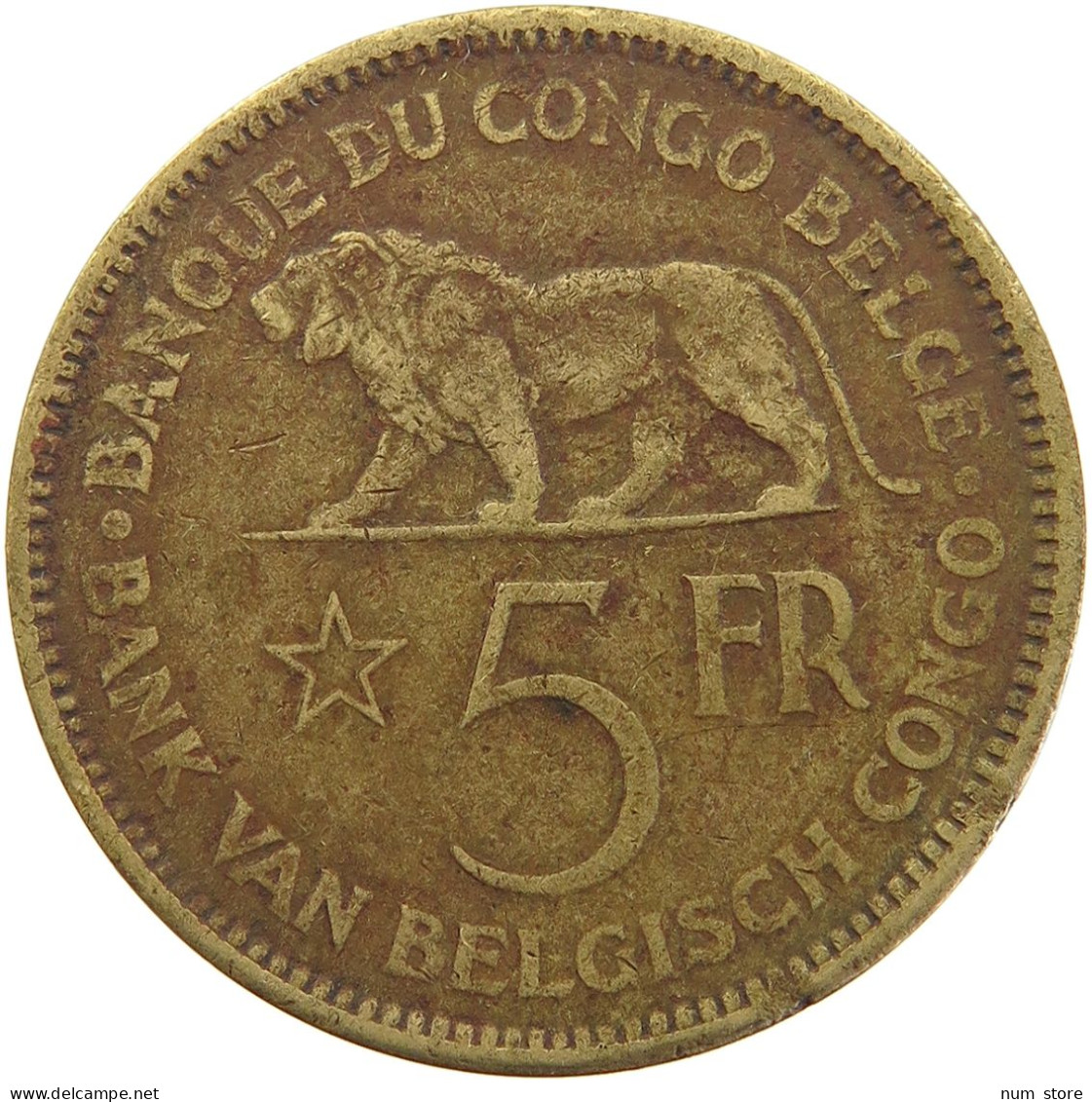 BELGIAN CONGO 5 FRANCS 1936 #s092 0089 - 1934-1945: Leopold III