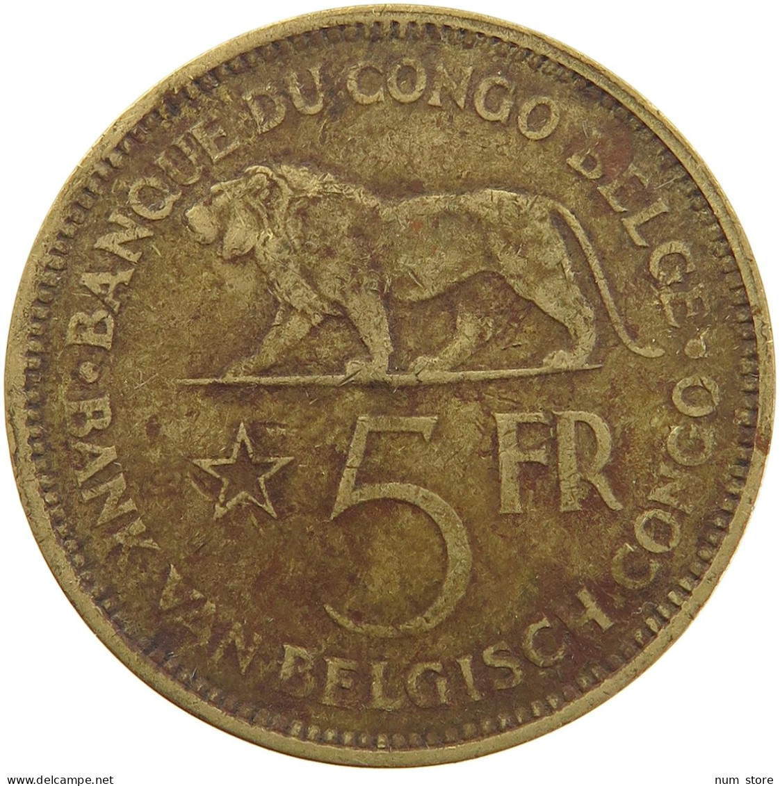 BELGIAN CONGO 5 FRANCS 1936 #s092 0087 - 1934-1945: Leopoldo III