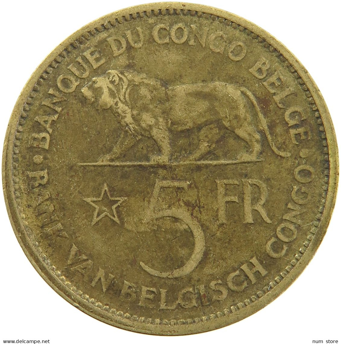 BELGIAN CONGO 5 FRANCS 1936 #s092 0069 - 1934-1945: Leopold III