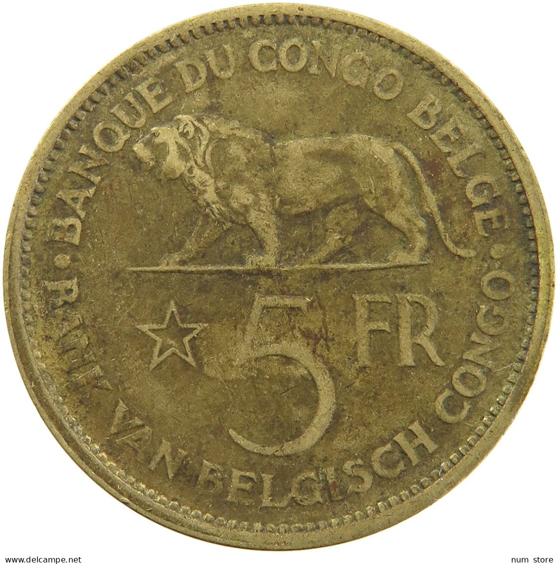 BELGIAN CONGO 5 FRANCS 1936 #s092 0069 - 1934-1945: Leopoldo III