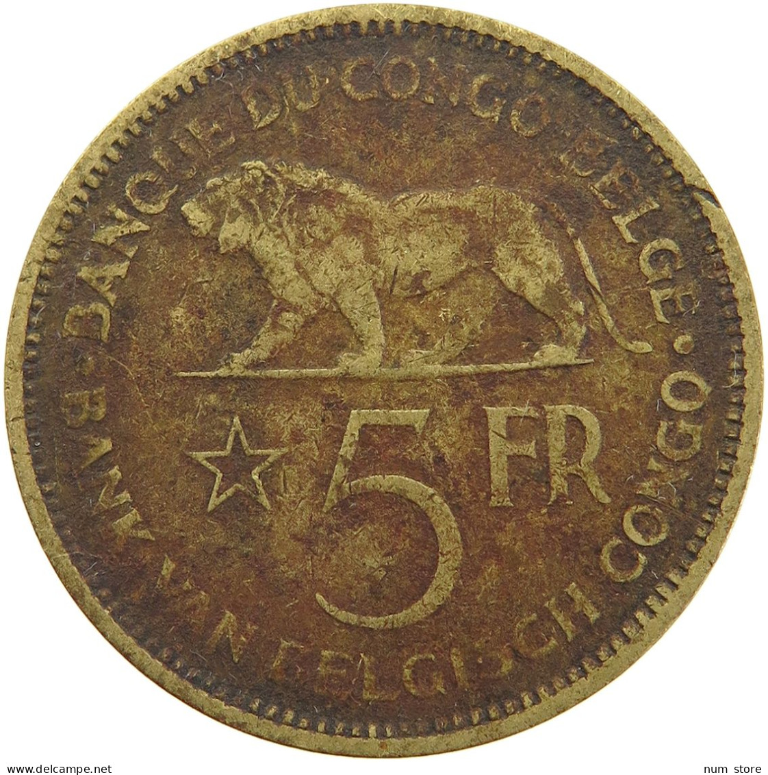 BELGIAN CONGO 5 FRANCS 1936 #s092 0081 - 1934-1945: Leopold III.