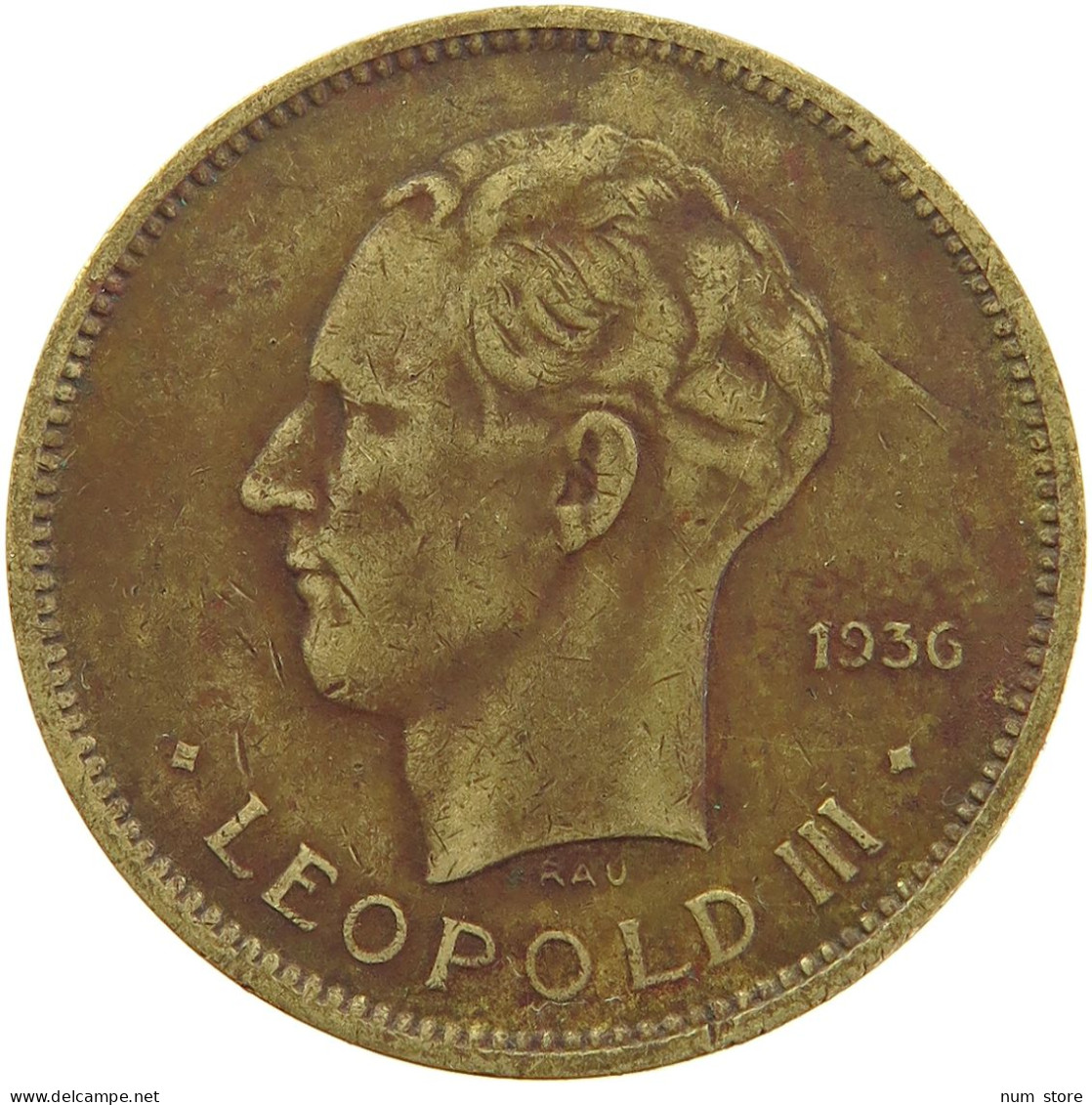 BELGIAN CONGO 5 FRANCS 1936 #s092 0075 - 1934-1945: Leopold III