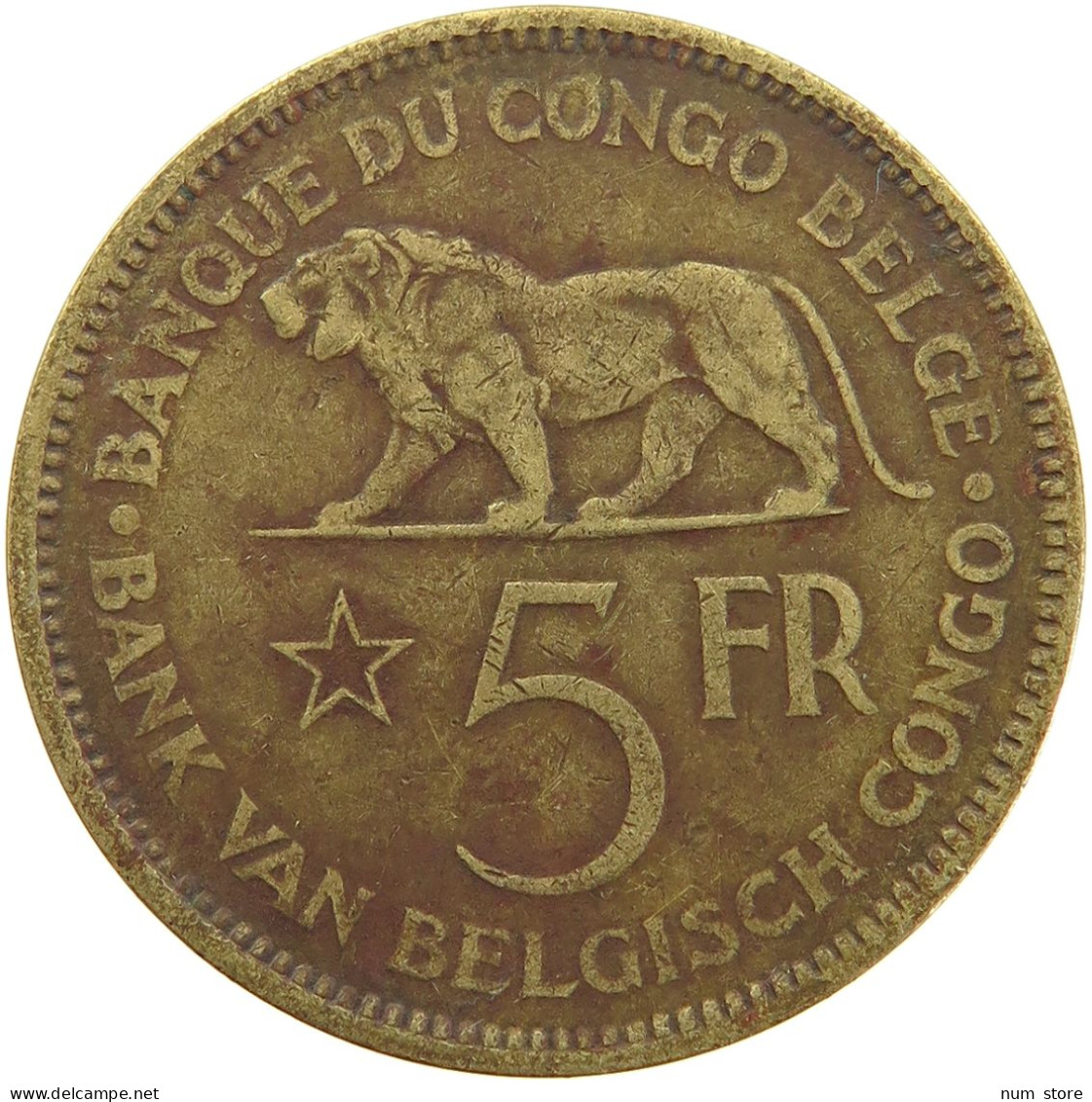 BELGIAN CONGO 5 FRANCS 1936 #s092 0075 - 1934-1945: Leopold III.