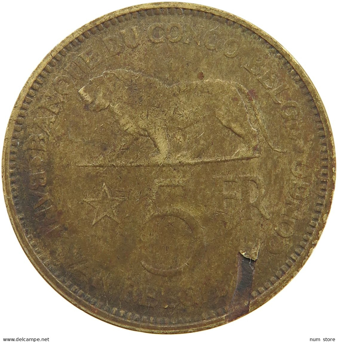 BELGIAN CONGO 5 FRANCS 1936 #s092 0071 - 1934-1945: Leopold III