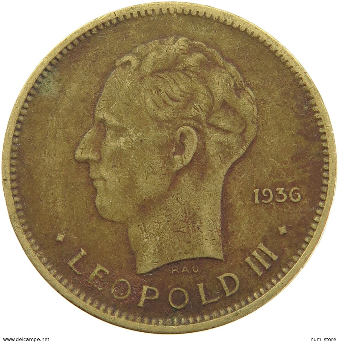 BELGIAN CONGO 5 FRANCS 1936 #s092 0077 - 1934-1945: Leopoldo III