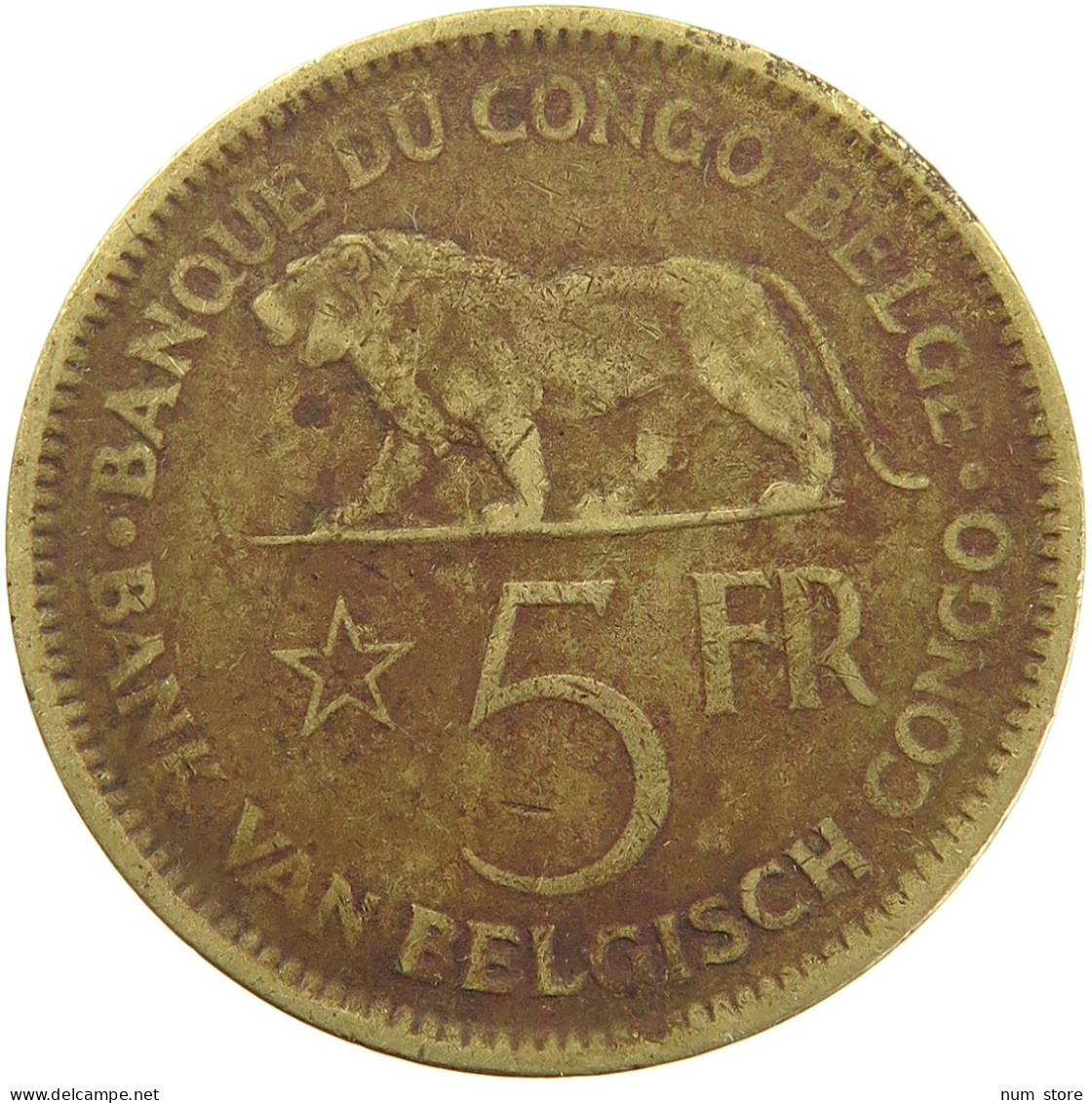 BELGIAN CONGO 5 FRANCS 1936 #s092 0077 - 1934-1945: Leopoldo III