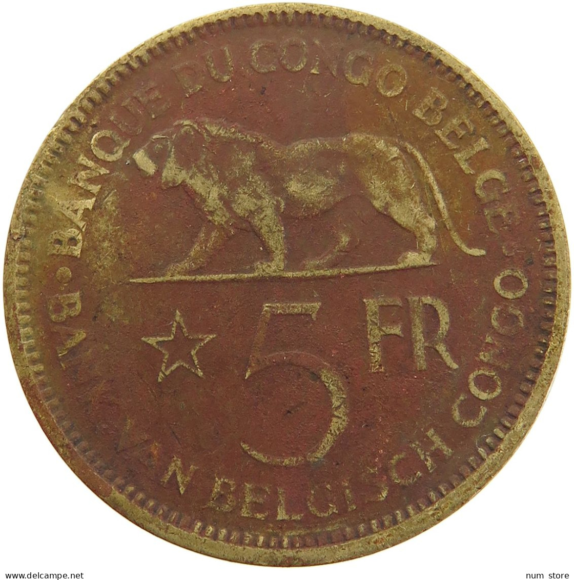 BELGIAN CONGO 5 FRANCS 1936 #s092 0061 - 1934-1945: Leopold III.