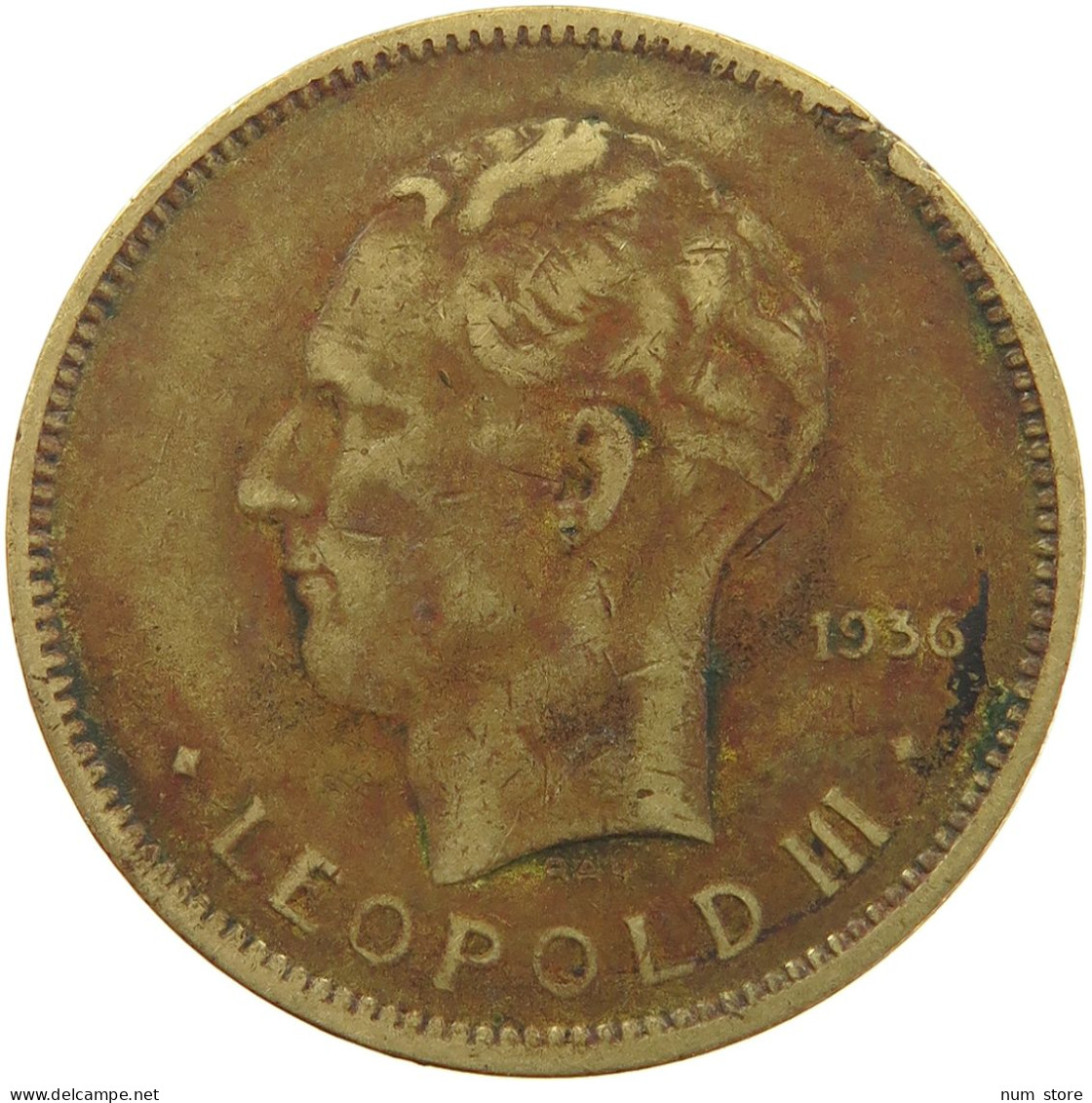 BELGIAN CONGO 5 FRANCS 1936 #s092 0063 - 1934-1945: Leopold III