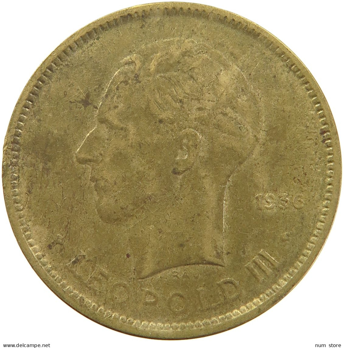 BELGIAN CONGO 5 FRANCS 1936 #s092 0065 - 1934-1945: Leopold III.