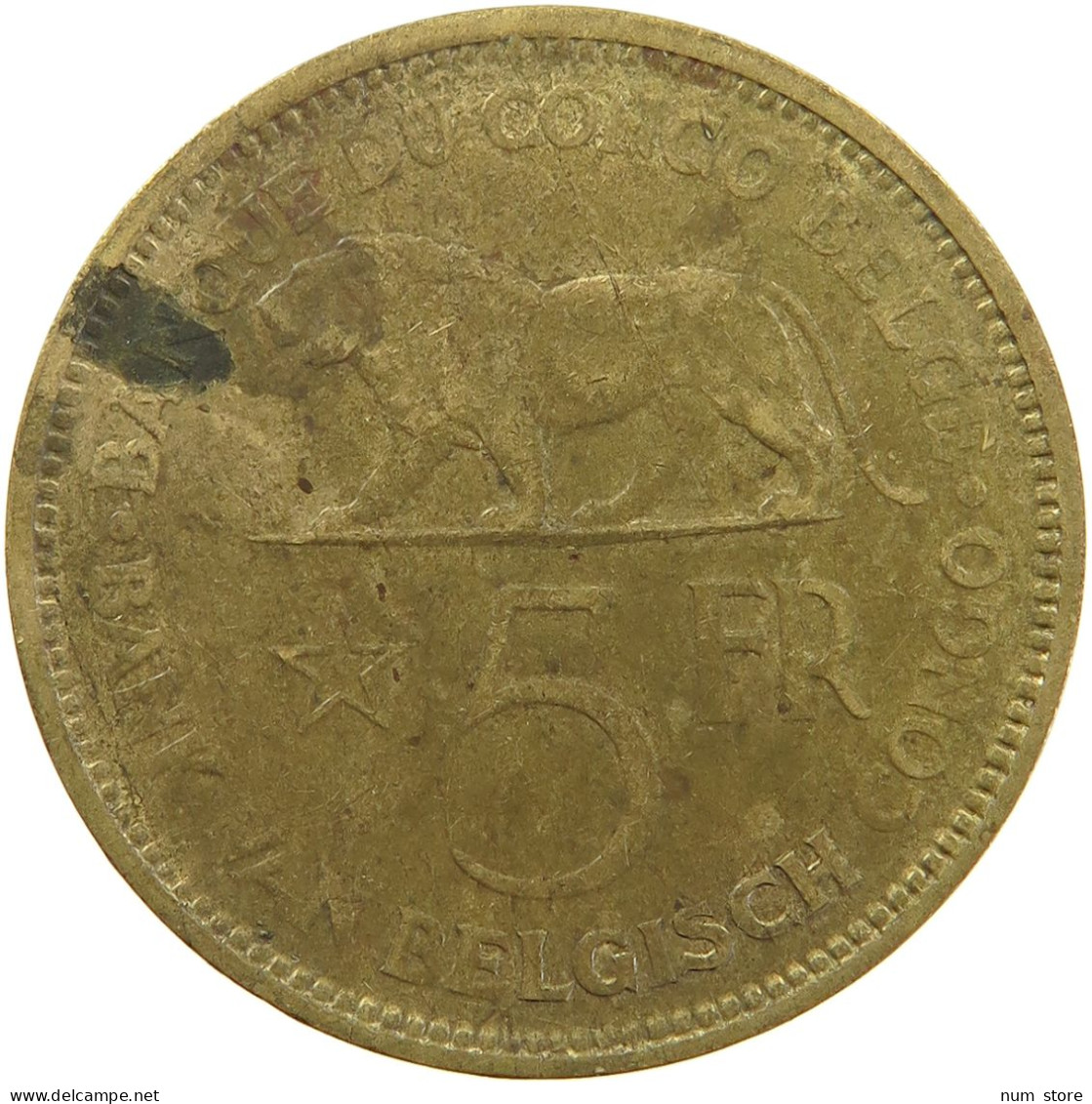 BELGIAN CONGO 5 FRANCS 1936 #s092 0065 - 1934-1945: Leopold III.