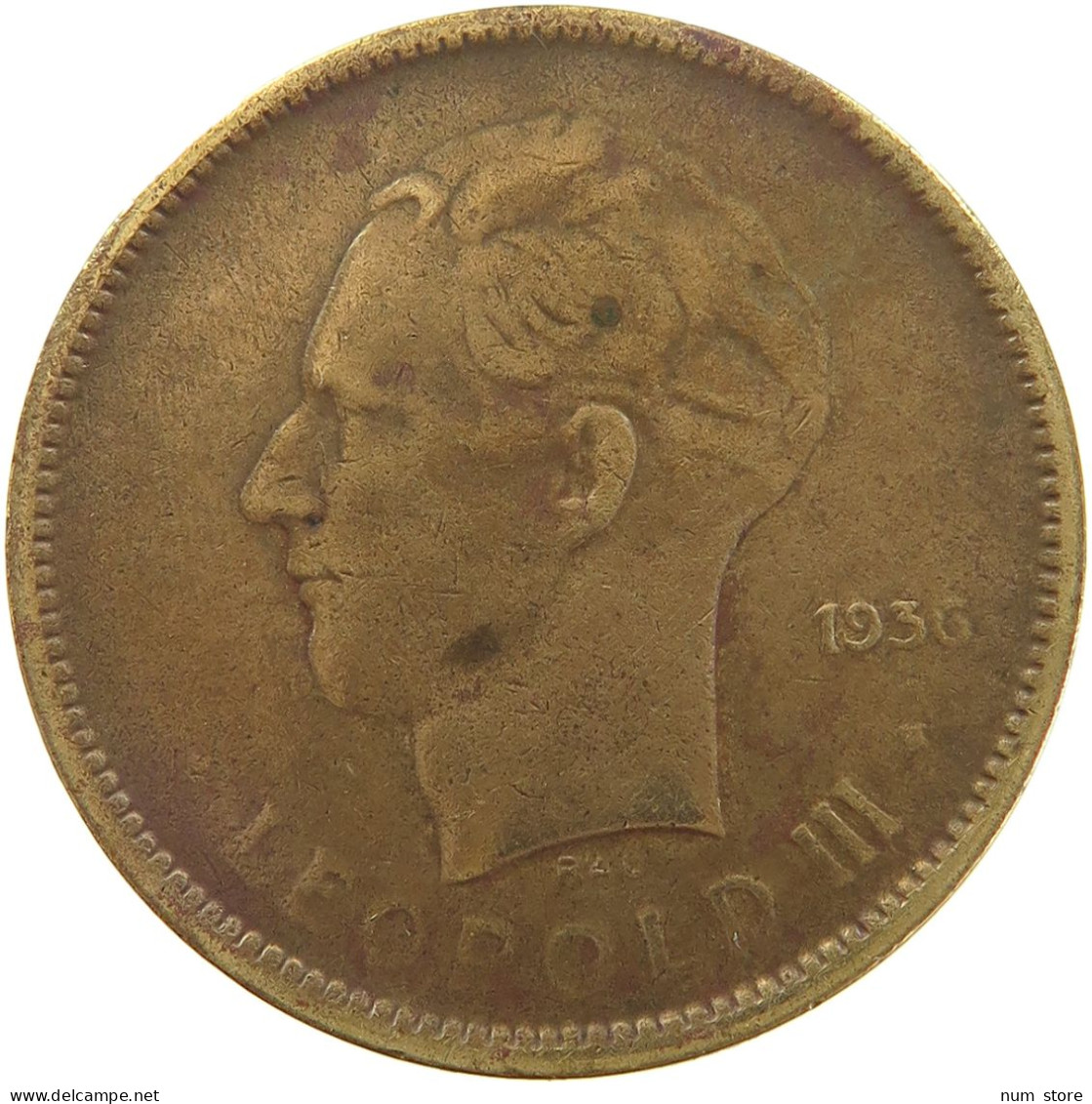 BELGIAN CONGO 5 FRANCS 1936 #s092 0055 - 1934-1945: Leopold III