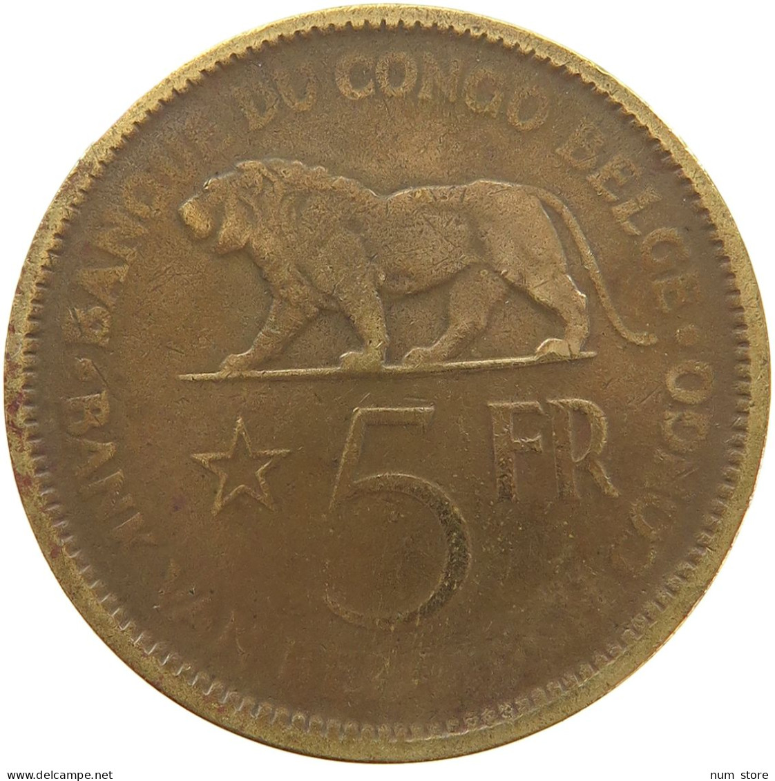 BELGIAN CONGO 5 FRANCS 1936 #s092 0055 - 1934-1945: Leopold III