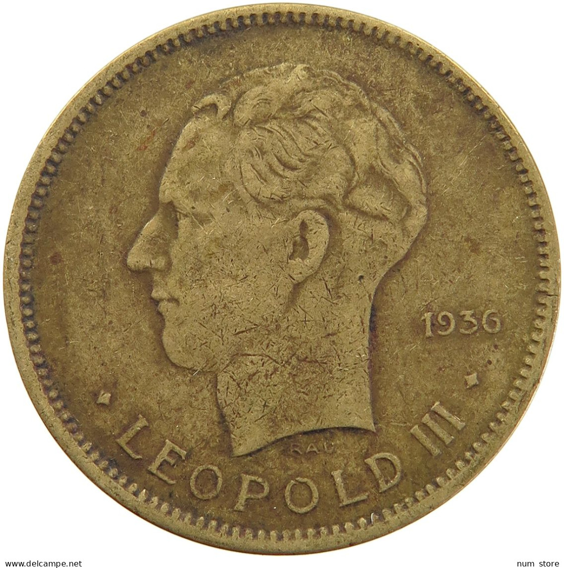 BELGIAN CONGO 5 FRANCS 1936 #s092 0051 - 1934-1945: Leopold III.