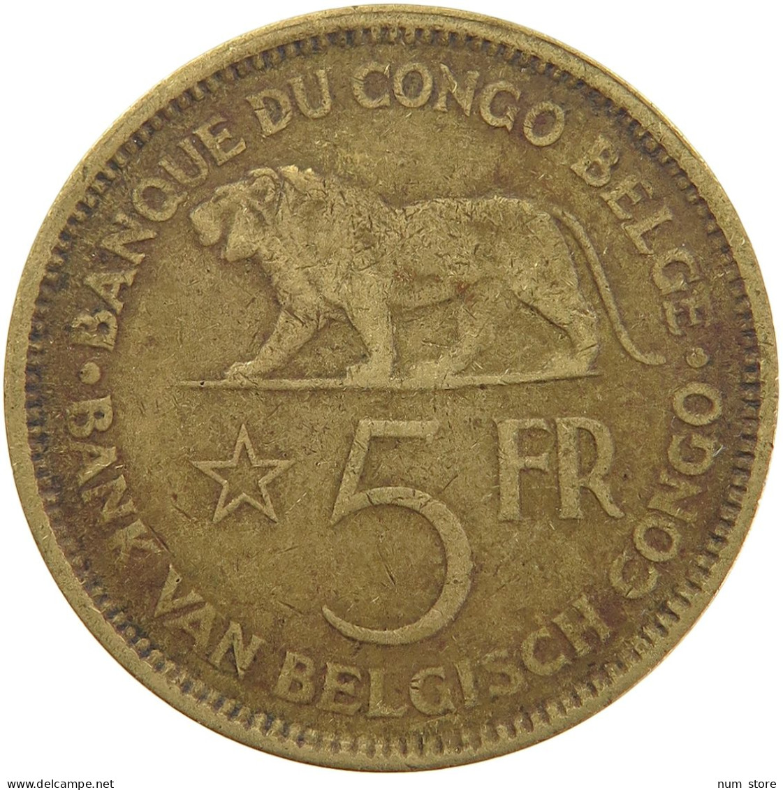 BELGIAN CONGO 5 FRANCS 1936 #s092 0051 - 1934-1945: Leopold III