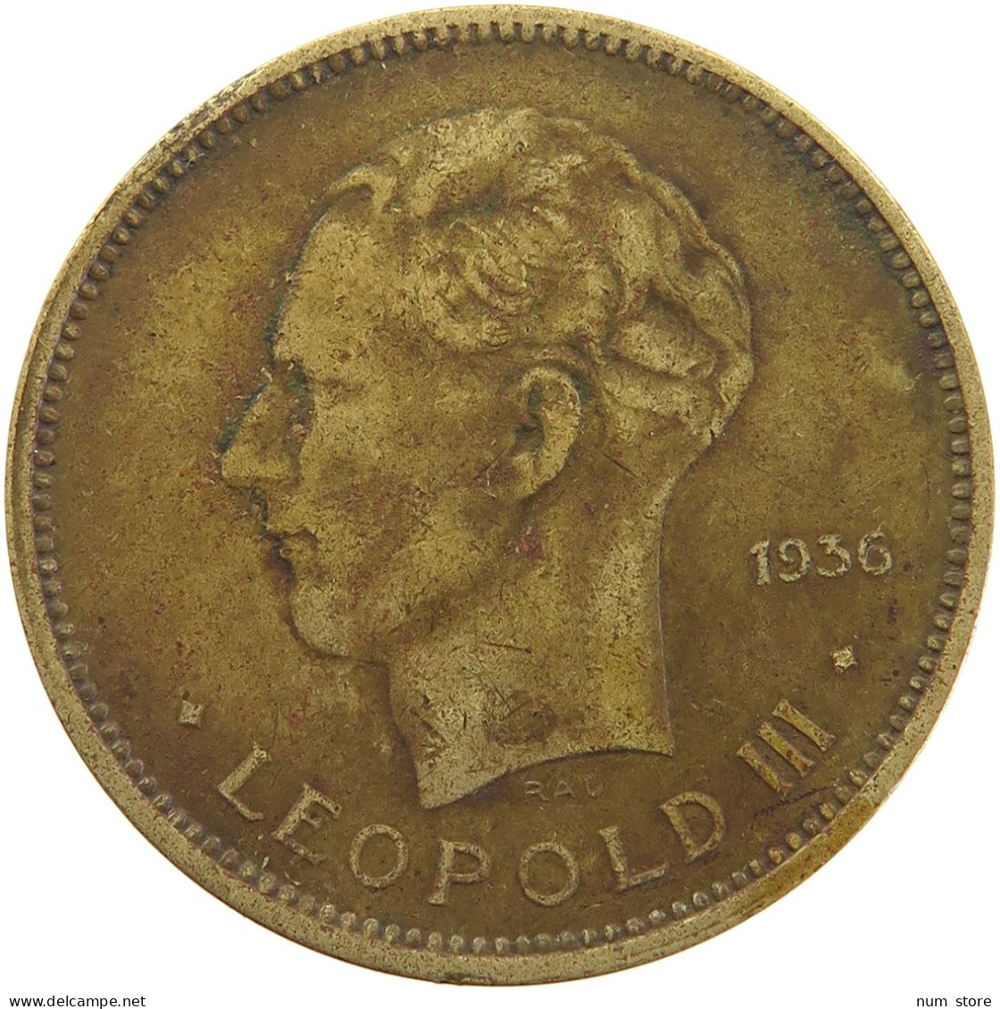 BELGIAN CONGO 5 FRANCS 1936 #s092 0053 - 1934-1945: Leopold III.