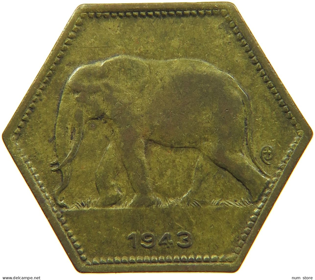 BELGIAN CONGO 2 FRANCS 1943 #s090 0419 - 1934-1945: Leopold III