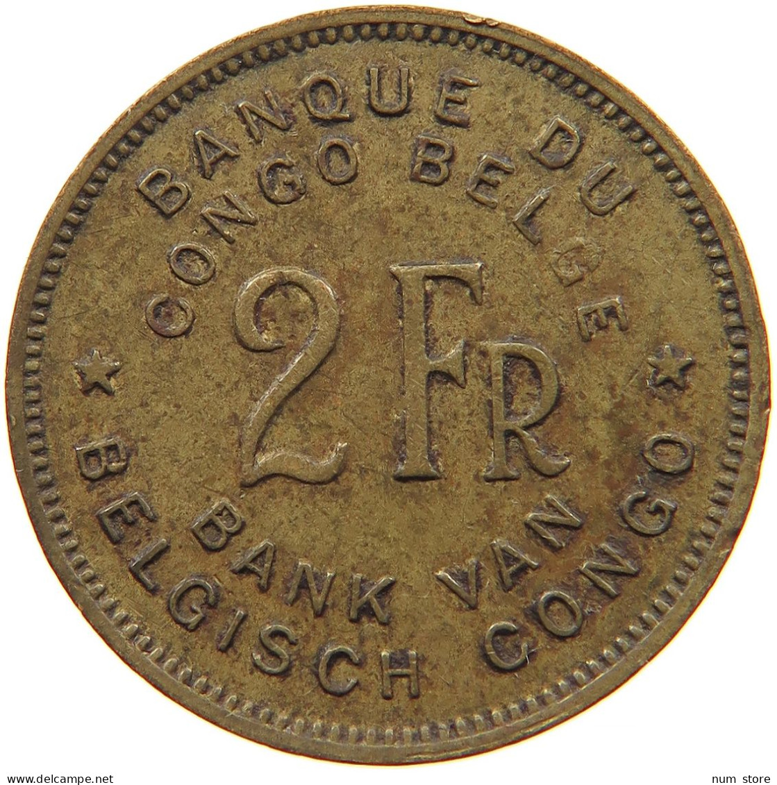 BELGIAN CONGO 2 FRANCS 1946 #s089 0029 - 1945-1951: Regencia