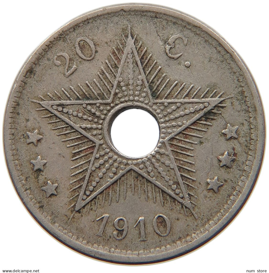 BELGIAN CONGO 20 CENTIMES 1910 #s090 0229 - 1910-1934: Albert I.