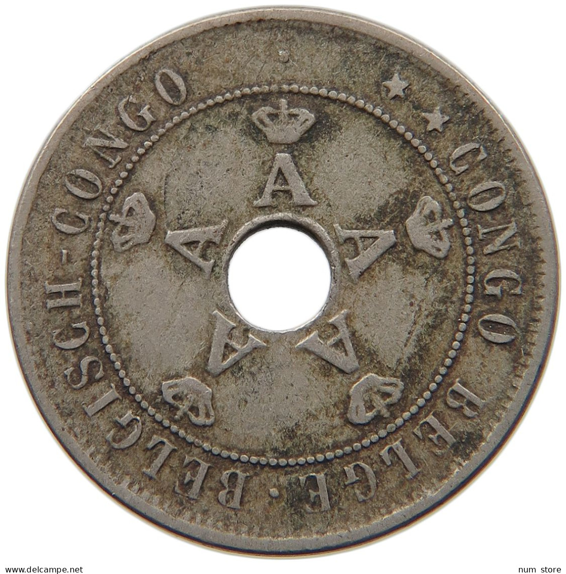 BELGIAN CONGO 20 CENTIMES 1910 #s090 0229 - 1910-1934: Albert I