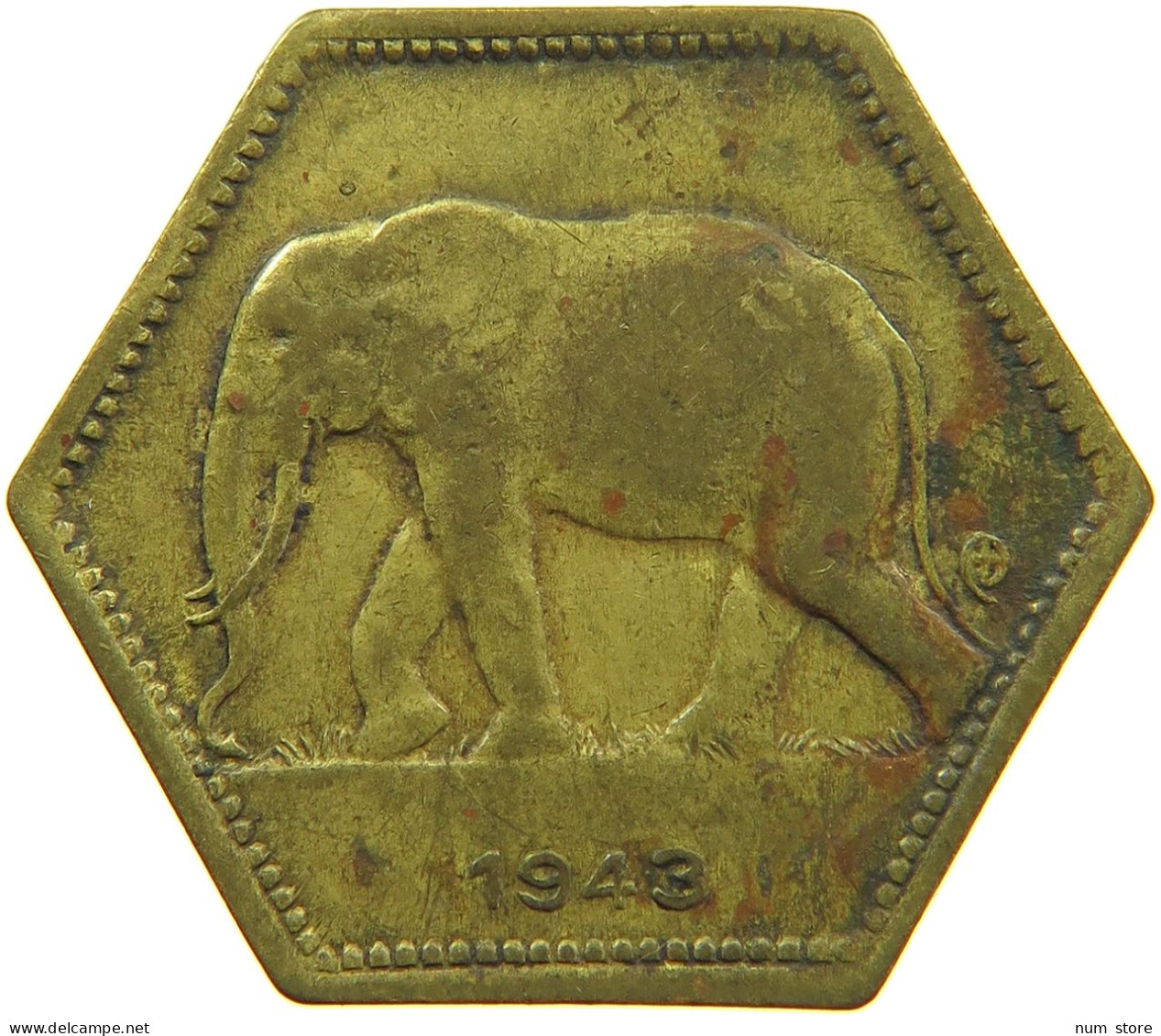 BELGIAN CONGO 2 FRANCS 1943 #s090 0415 - 1934-1945: Leopold III.