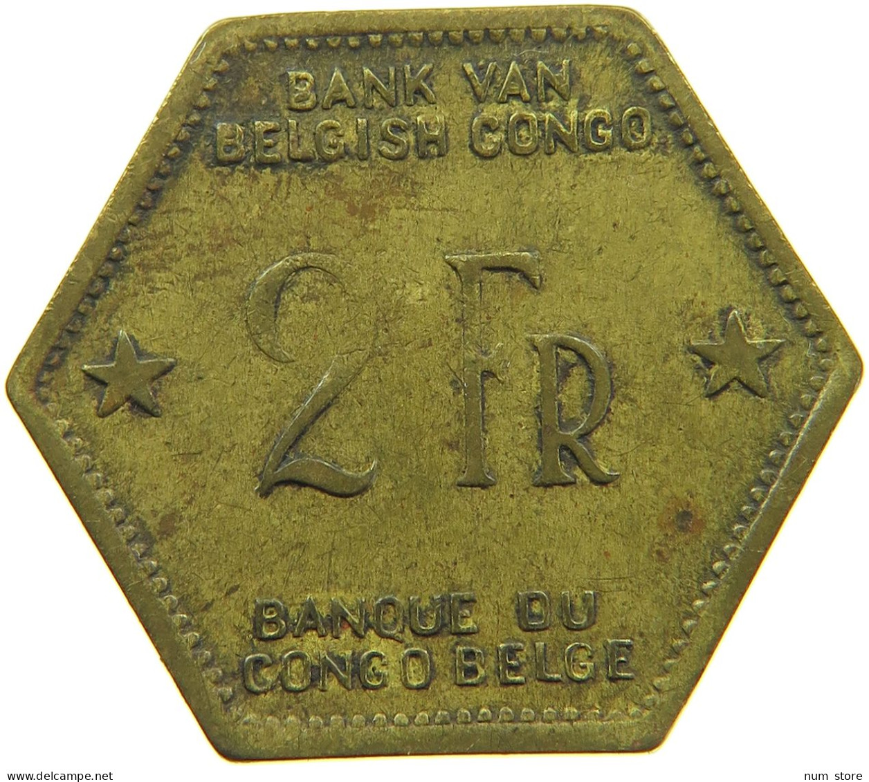 BELGIAN CONGO 2 FRANCS 1943 #s090 0415 - 1934-1945: Leopold III