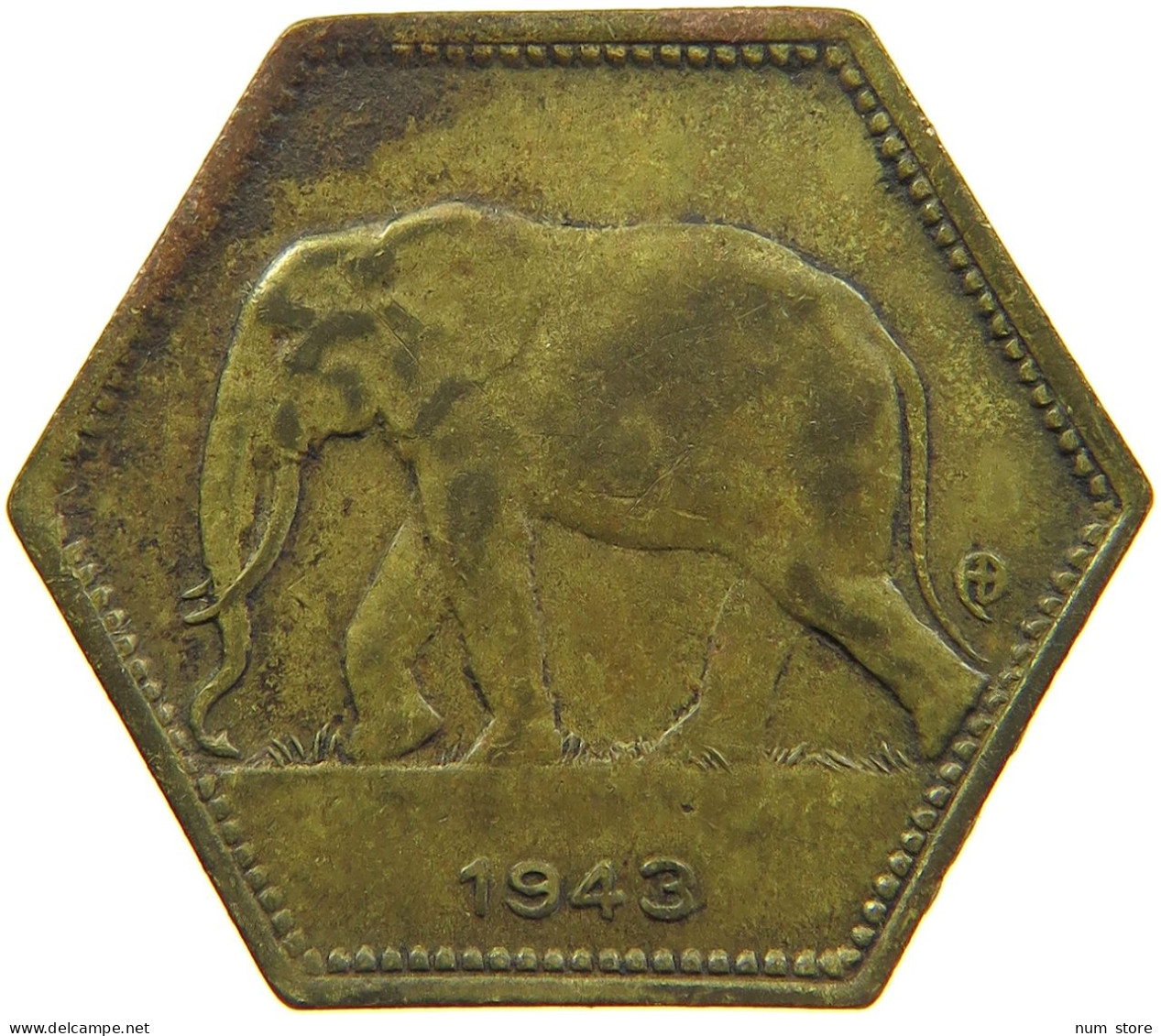 BELGIAN CONGO 2 FRANCS 1943 #s090 0423 - 1934-1945: Leopold III