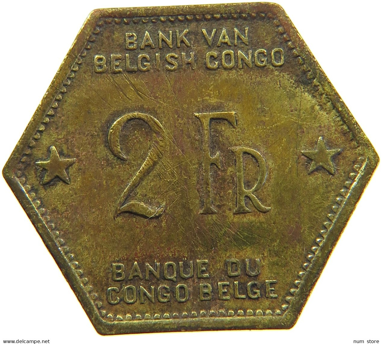 BELGIAN CONGO 2 FRANCS 1943 #s090 0423 - 1934-1945: Leopold III.