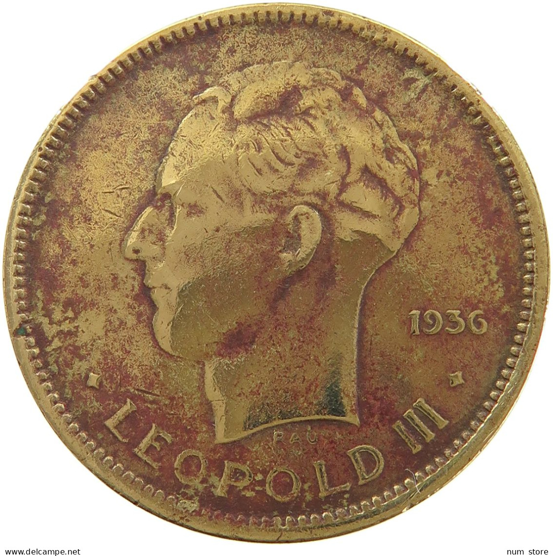 BELGIAN CONGO 5 FRANCS 1936 #s092 0057 - 1934-1945: Leopoldo III