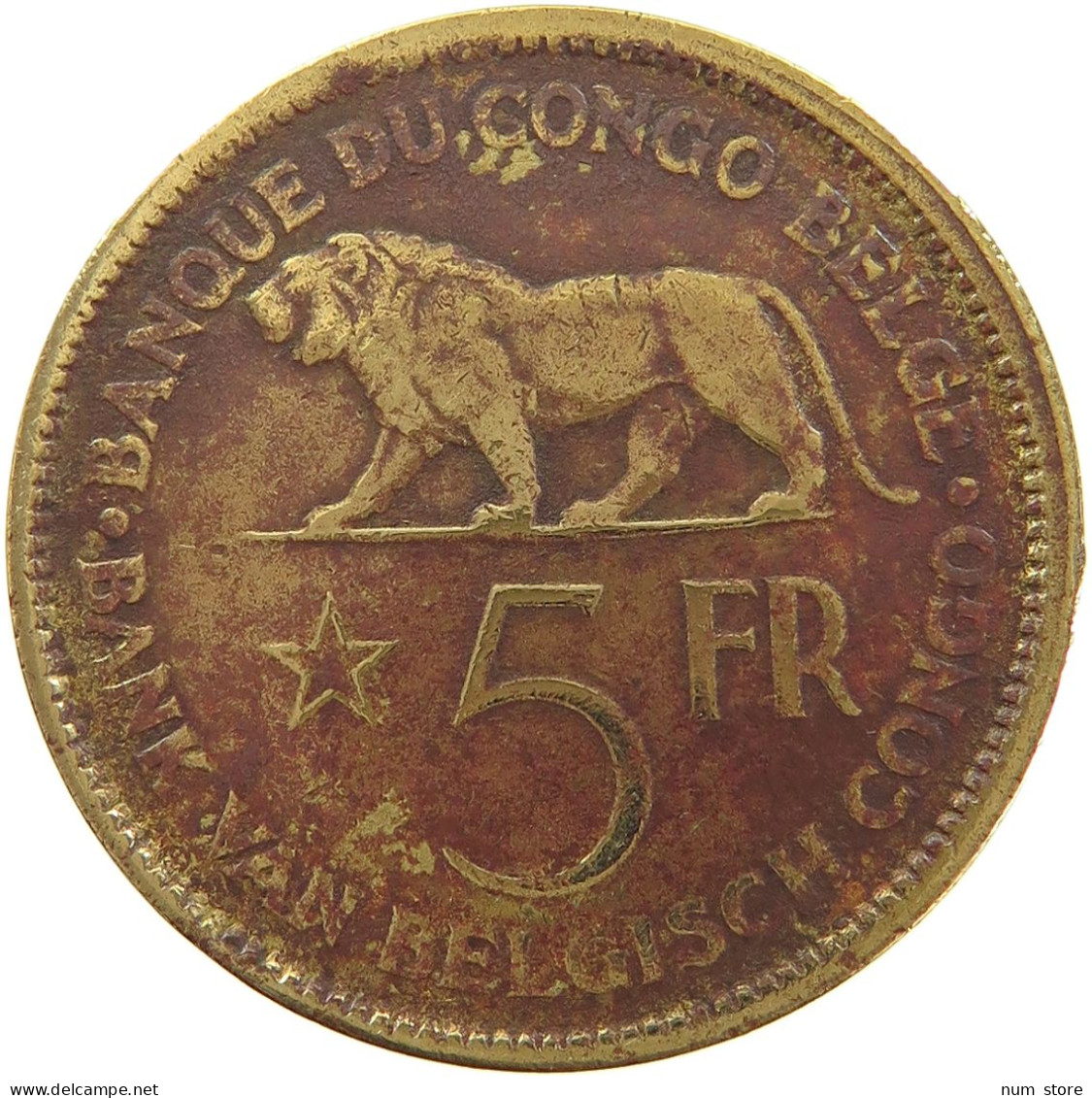 BELGIAN CONGO 5 FRANCS 1936 #s092 0057 - 1934-1945: Leopold III.