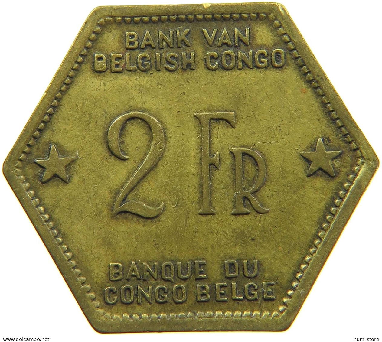 BELGIAN CONGO 2 FRANCS 1943 #s090 0421 - 1934-1945: Leopold III.