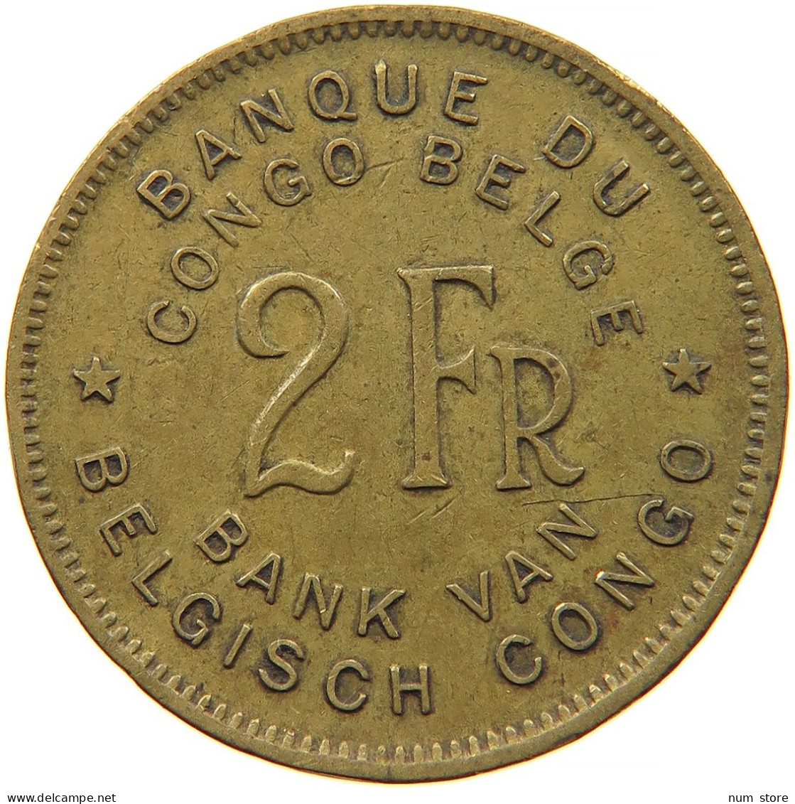 BELGIAN CONGO 2 FRANCS 1947 #s089 0025 - 1945-1951: Regencia
