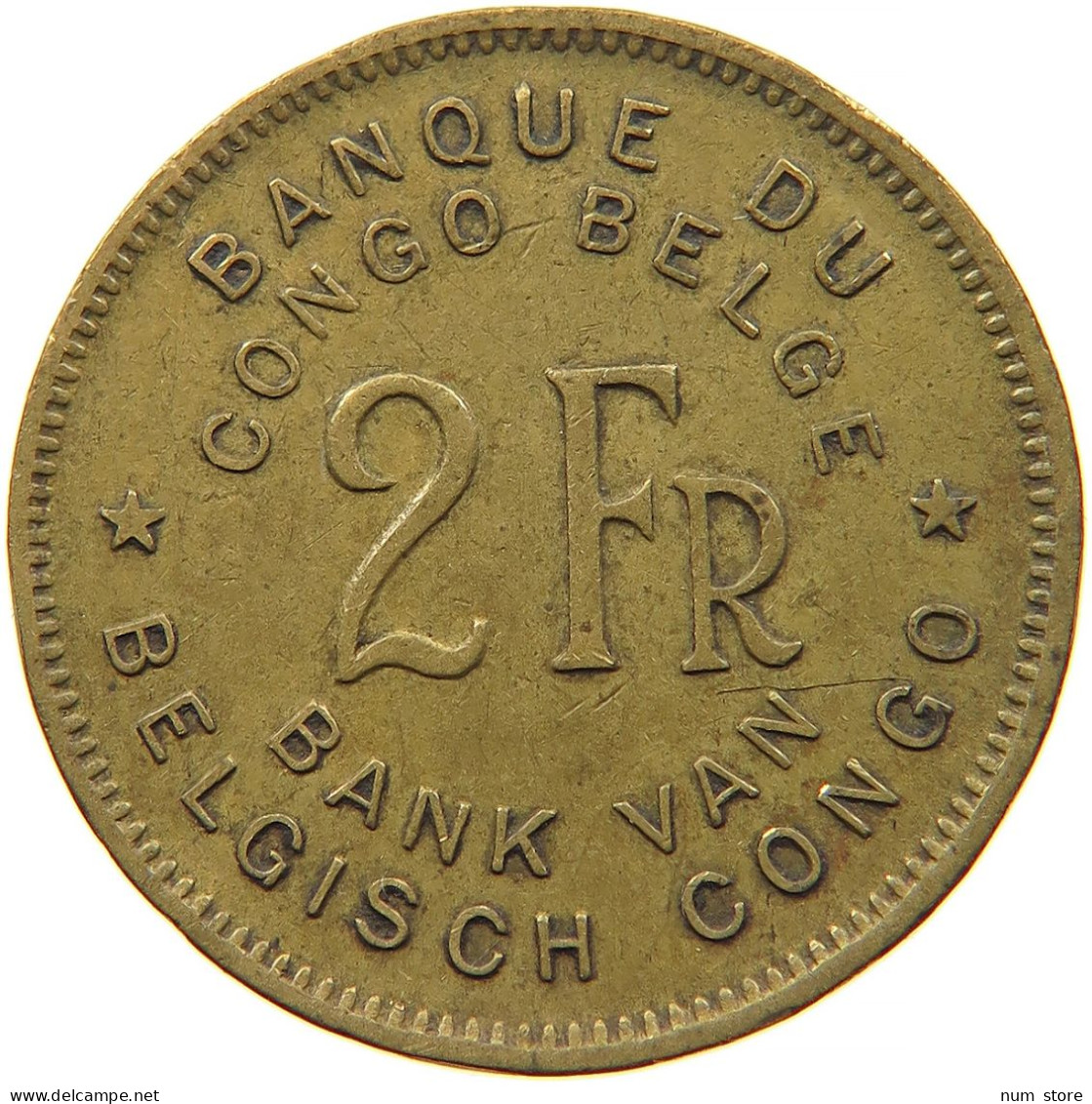 BELGIAN CONGO 2 FRANCS 1947 #s089 0025 - 1945-1951: Regentschap