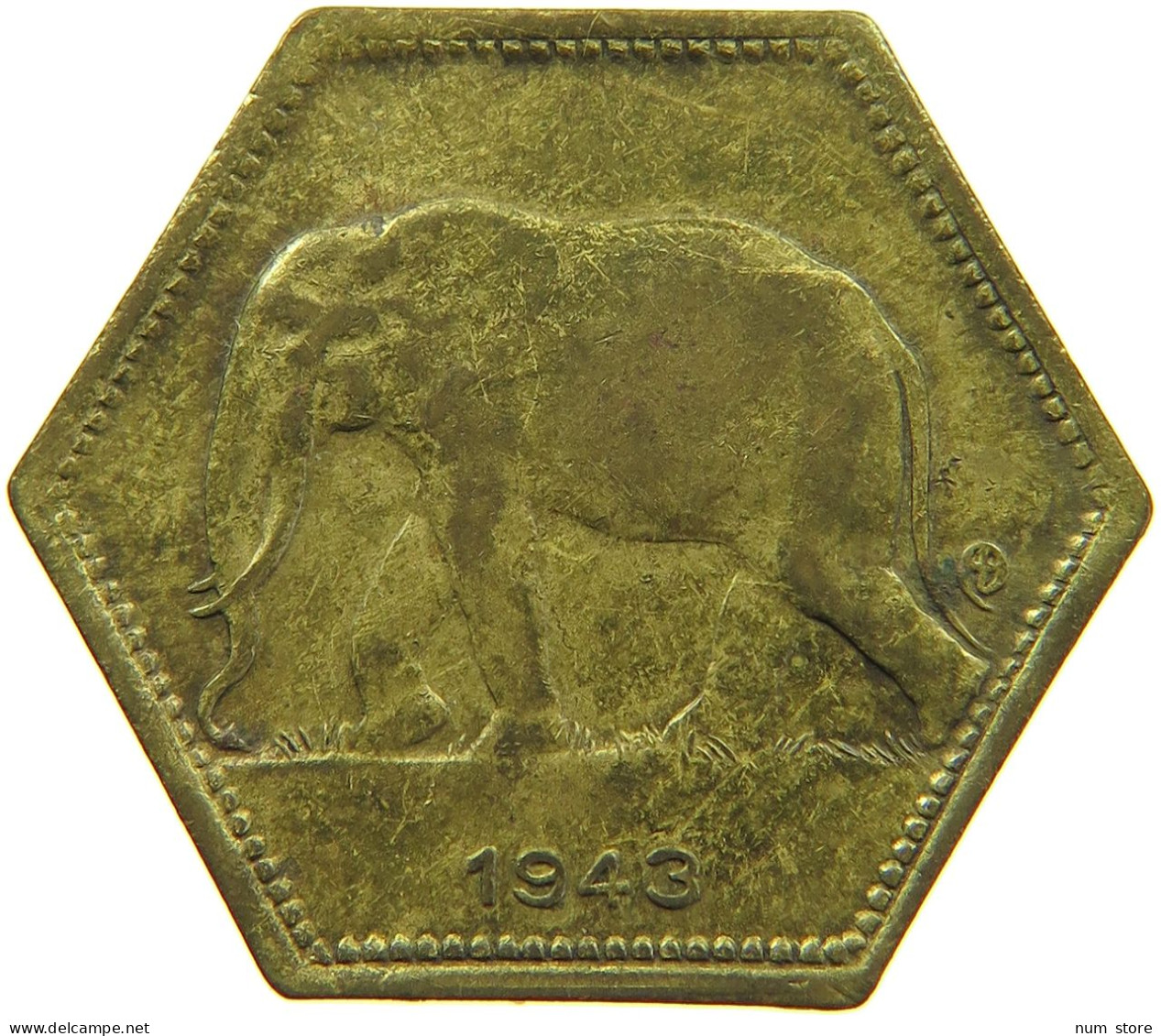 BELGIAN CONGO 2 FRANCS 1943 #s090 0417 - 1934-1945: Leopold III