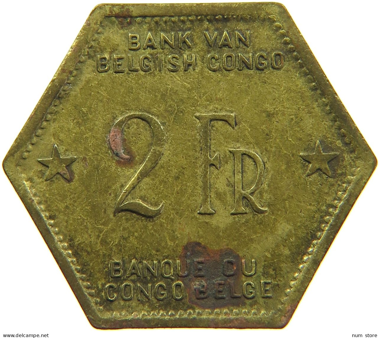 BELGIAN CONGO 2 FRANCS 1943 #s090 0417 - 1934-1945: Leopold III