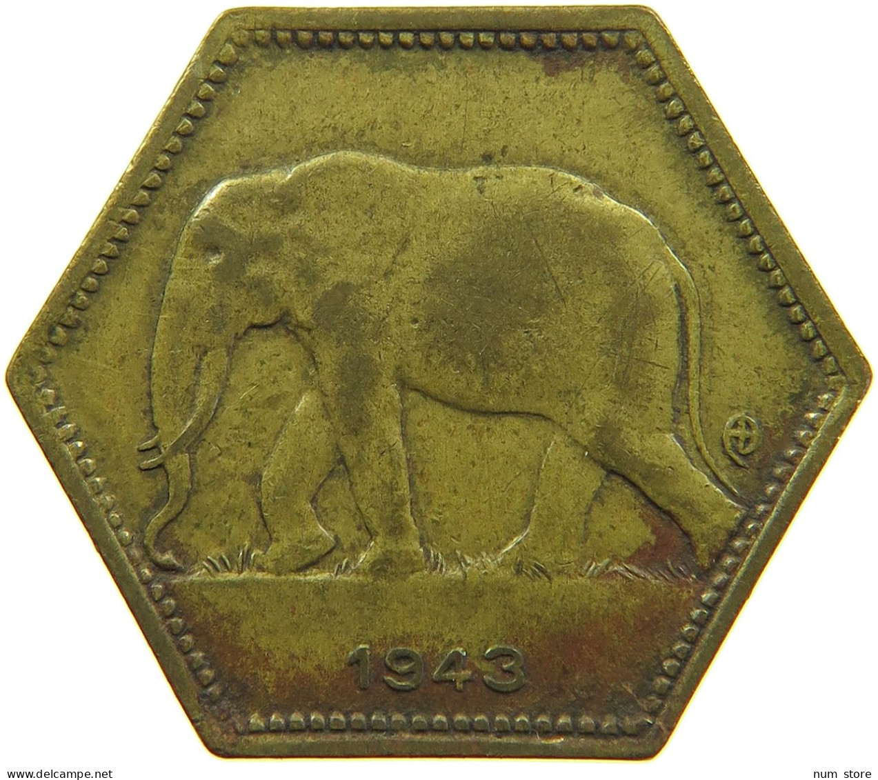 BELGIAN CONGO 2 FRANCS 1943 #s090 0413 - 1934-1945: Leopold III.