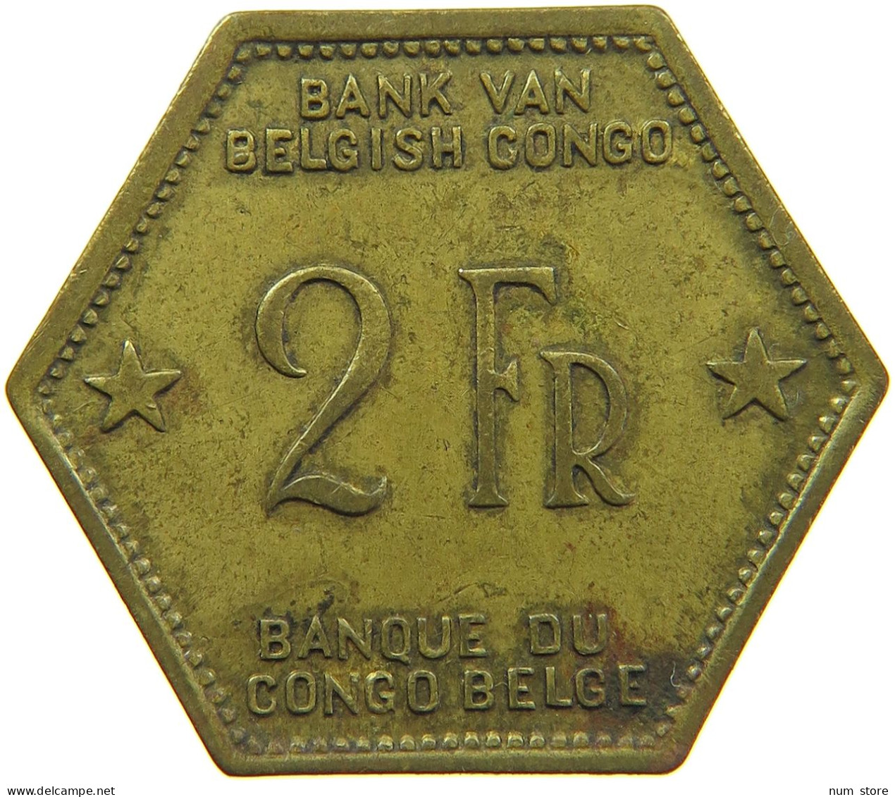 BELGIAN CONGO 2 FRANCS 1943 #s090 0413 - 1934-1945: Leopold III