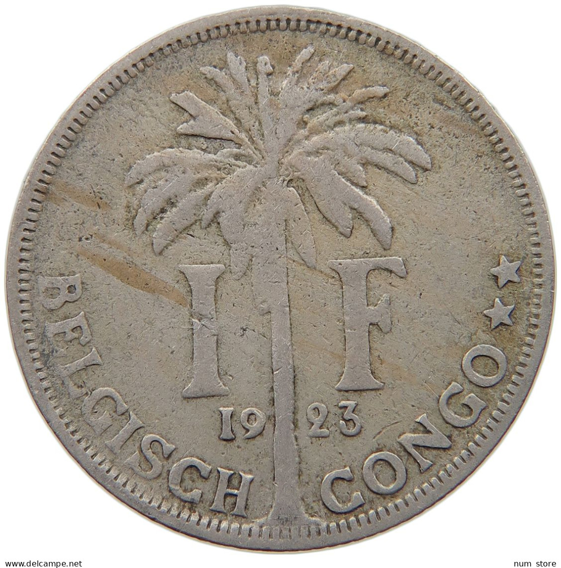 BELGIAN CONGO 1 FRANC 1923 #s090 0087 - 1910-1934: Alberto I