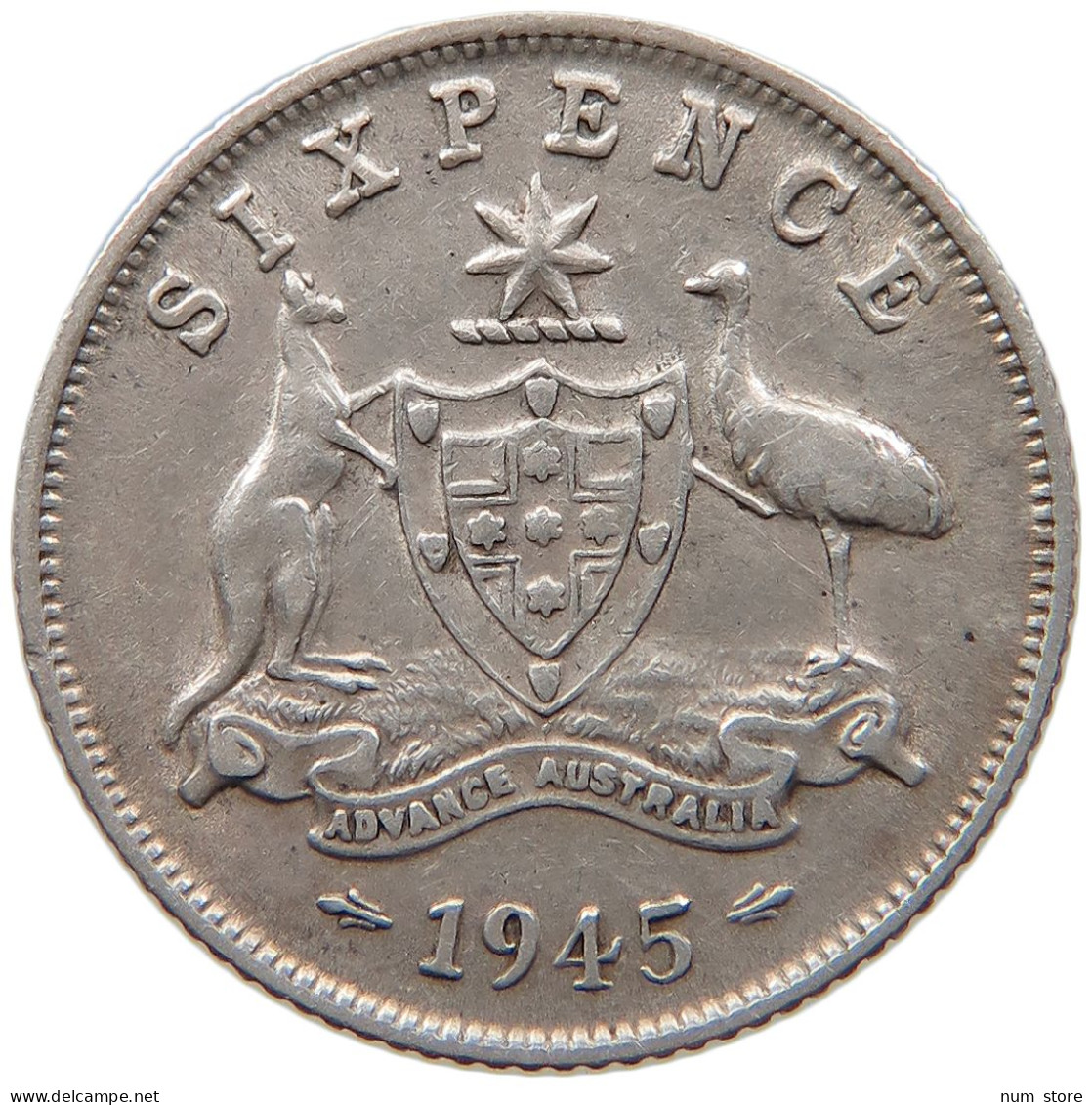 AUSTRALIA 6 PENCE 1945 #s091 0467 - Sixpence