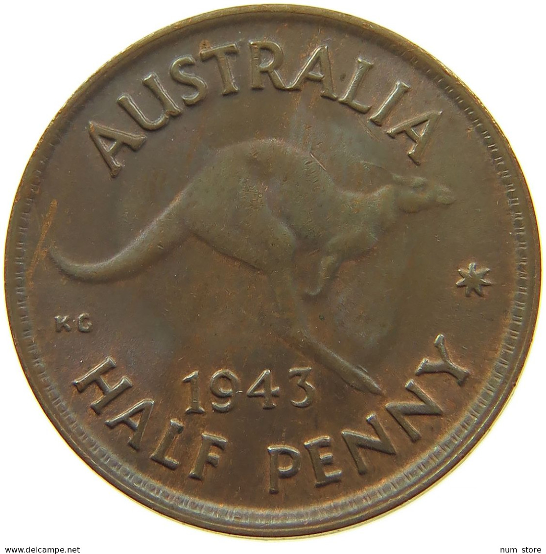 AUSTRALIA 1/2 PENNY 1943 #s099 0323 - ½ Penny