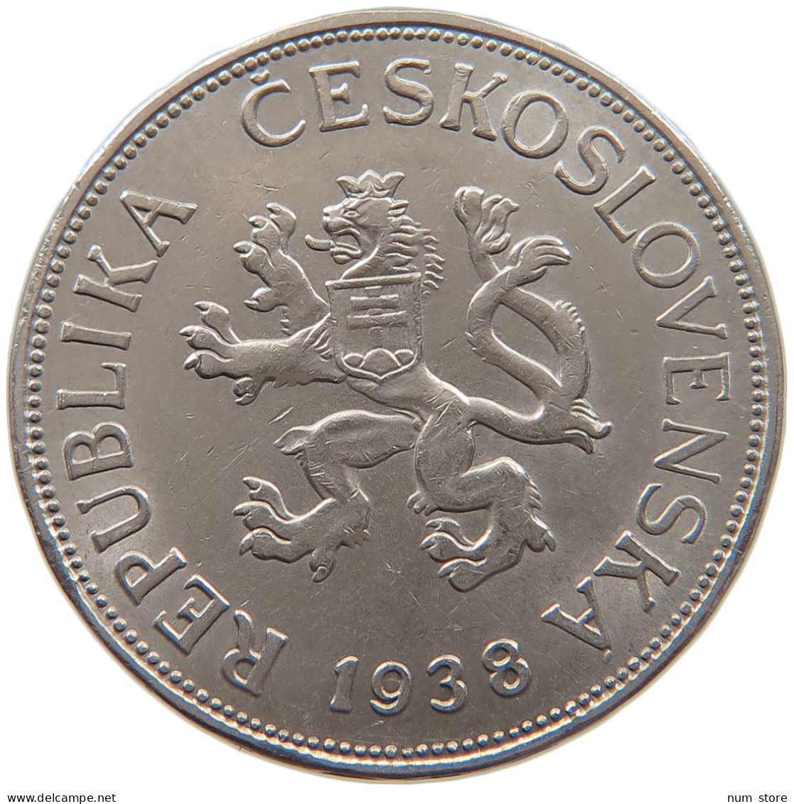 CZECHOSLOVAKIA 5 KORUN 1938 #s092 0199 - Tchécoslovaquie