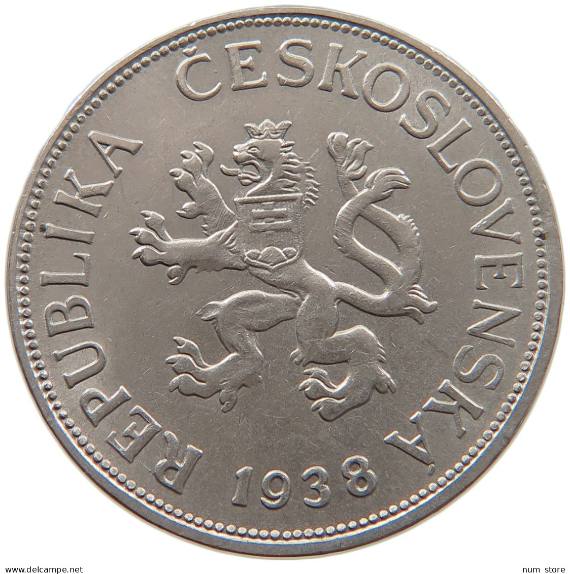 CZECHOSLOVAKIA 5 KORUN 1938 #s092 0195 - Tchécoslovaquie