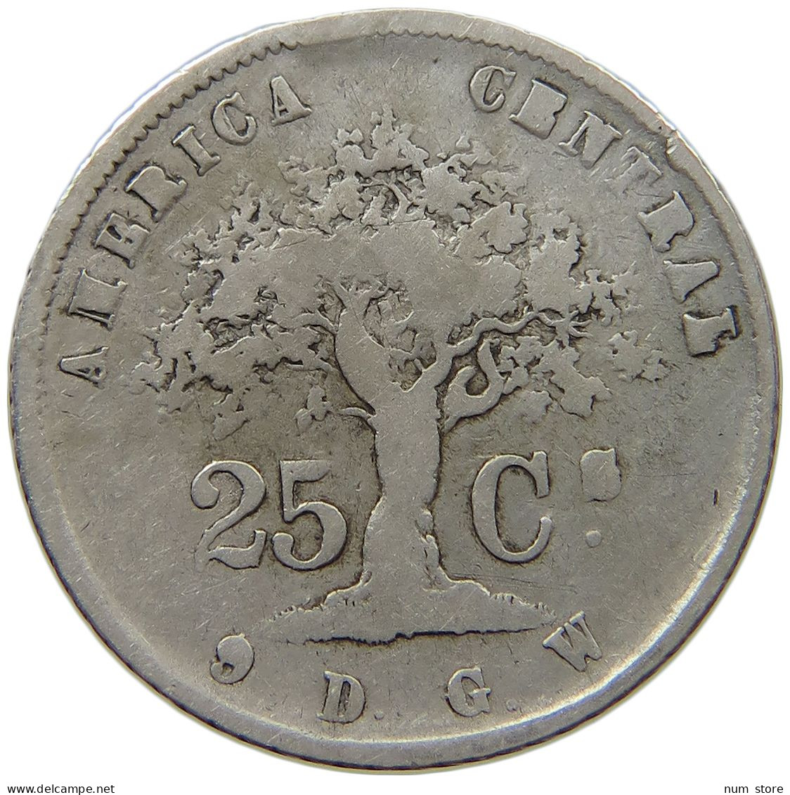 COSTA RICA 25 CENTAVOS 1865 #s101 0385 - Costa Rica