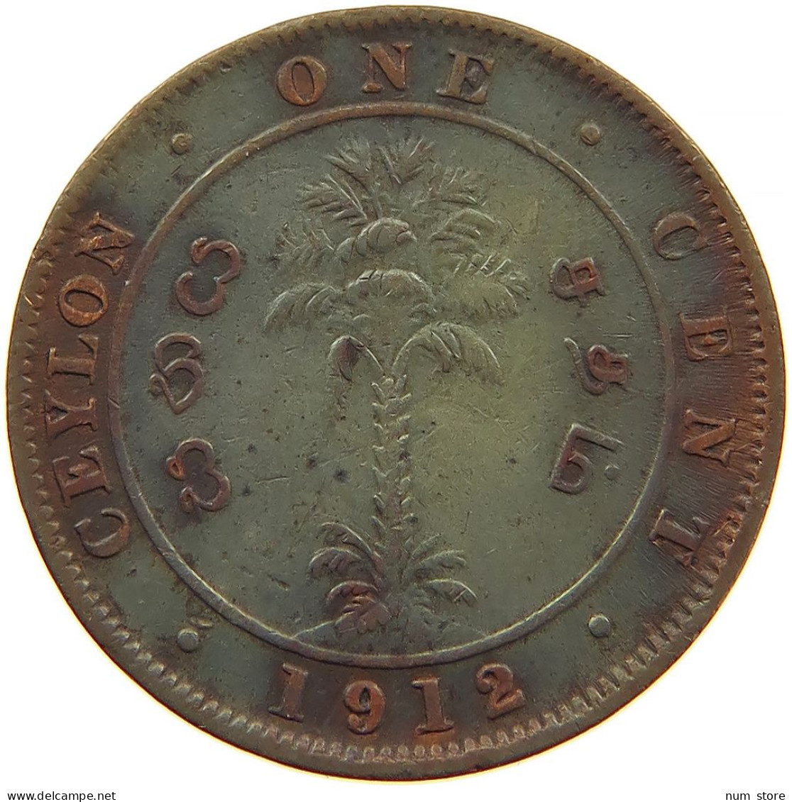 CEYLON CENT 1912 #s093 0395 - Sri Lanka