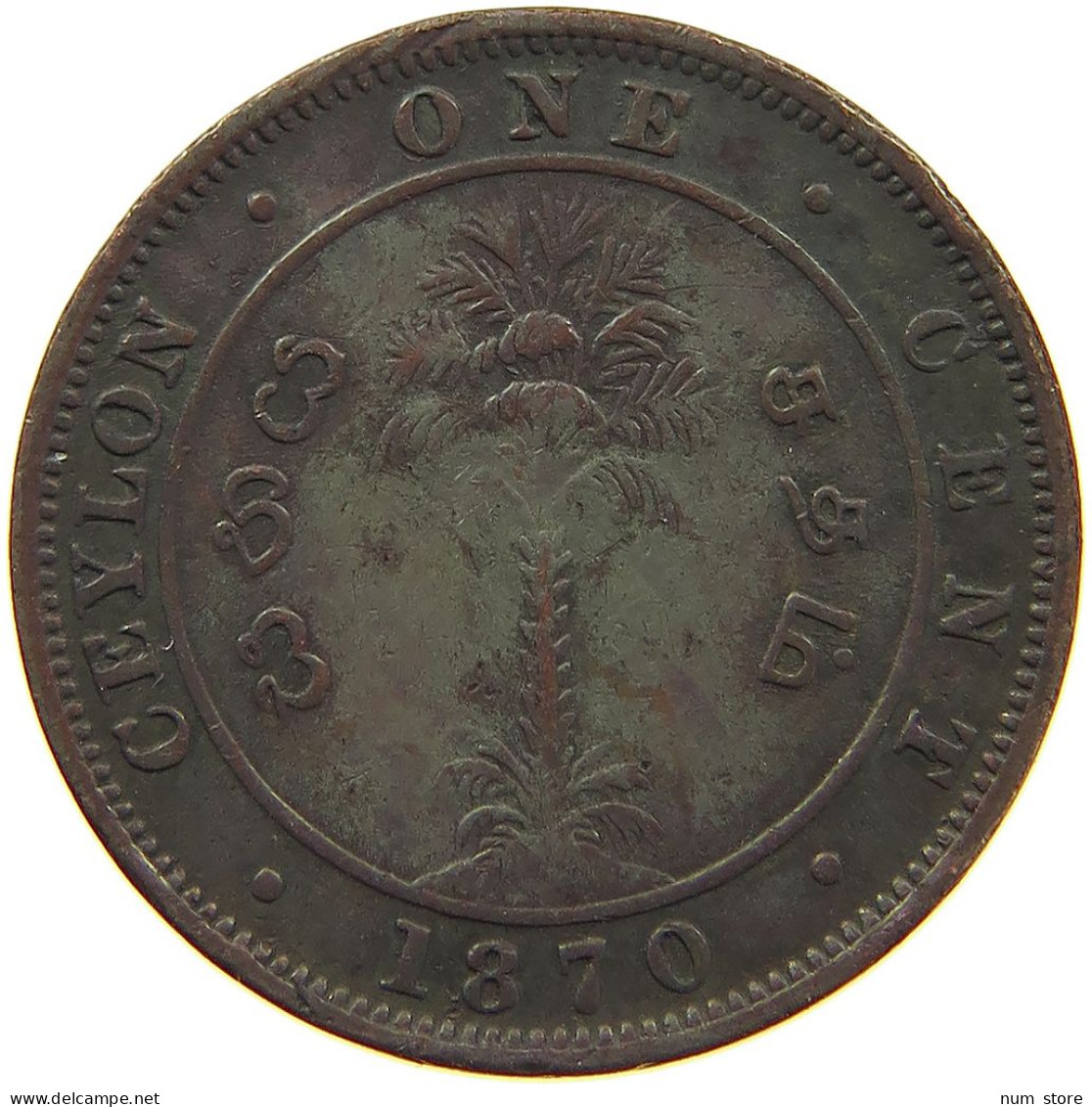 CEYLON CENT 1870 #s093 0393 - Sri Lanka