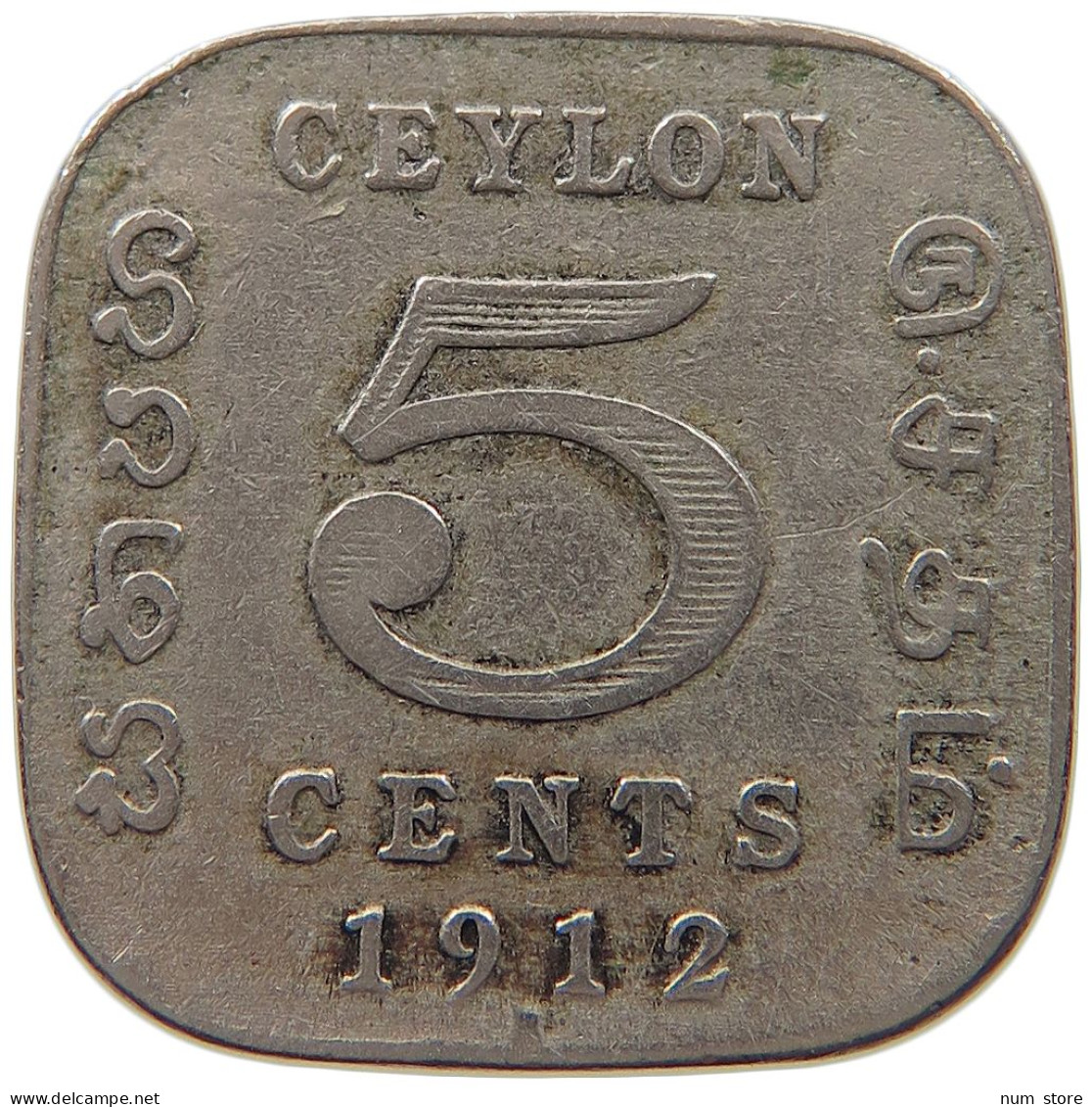 CEYLON 5 CENTS 1912 #s096 0523 - Sri Lanka (Ceylon)