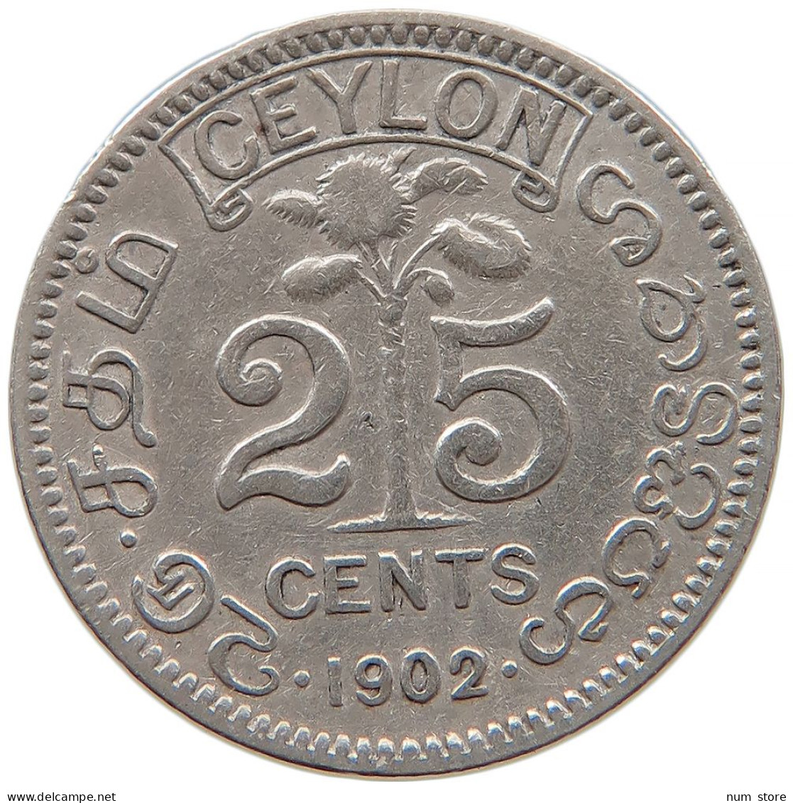CEYLON 25 CENTS 1902 #s091 0213 - Sri Lanka (Ceylon)